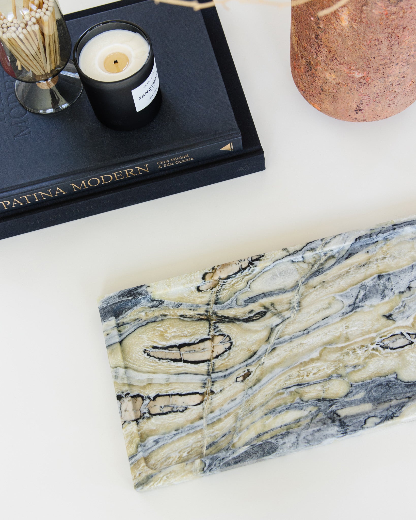 Large natural Twilight marble decorative tray for luxury home décor and modern interiors