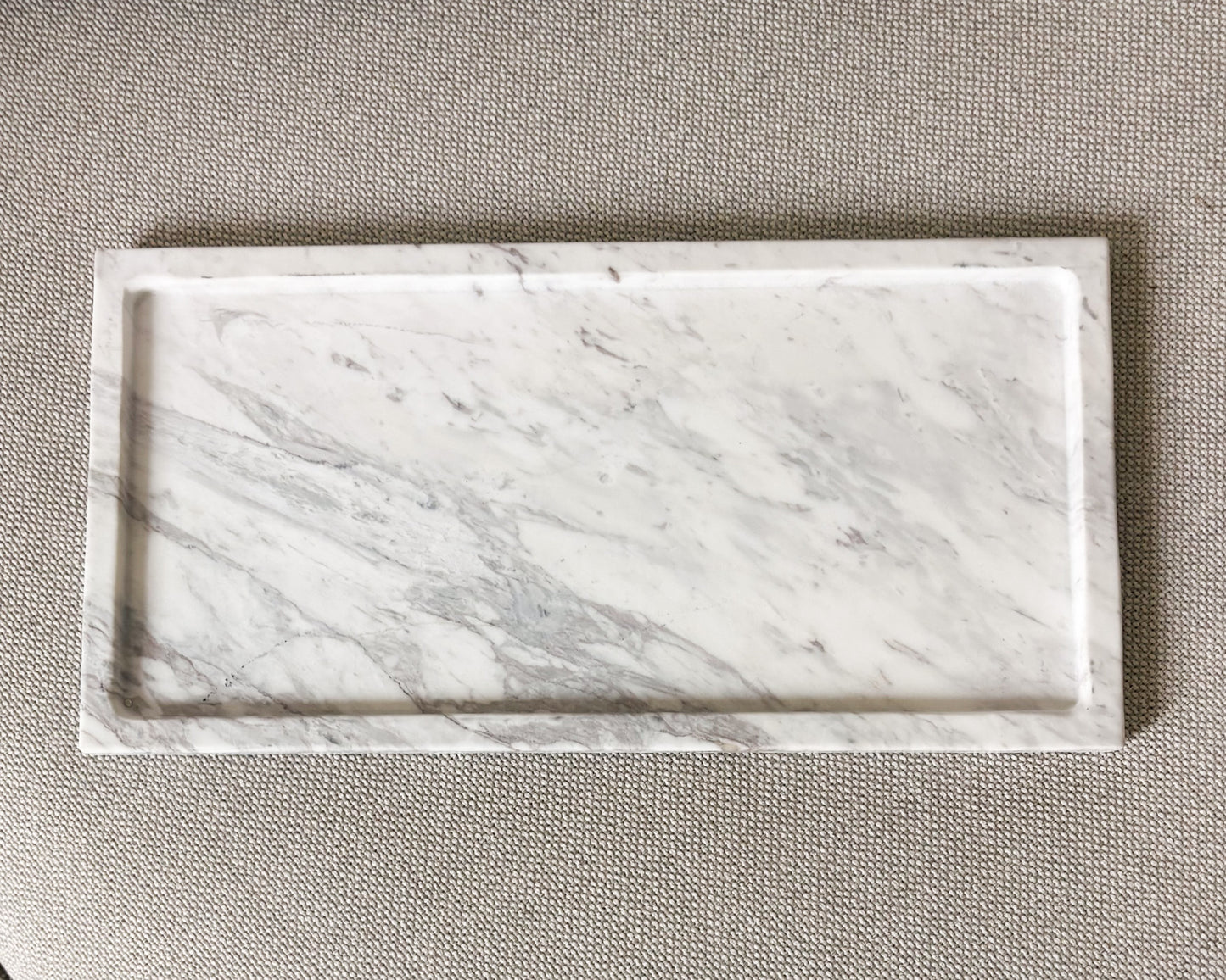 Large Volakas marble coffee table tray with subtle grey veining