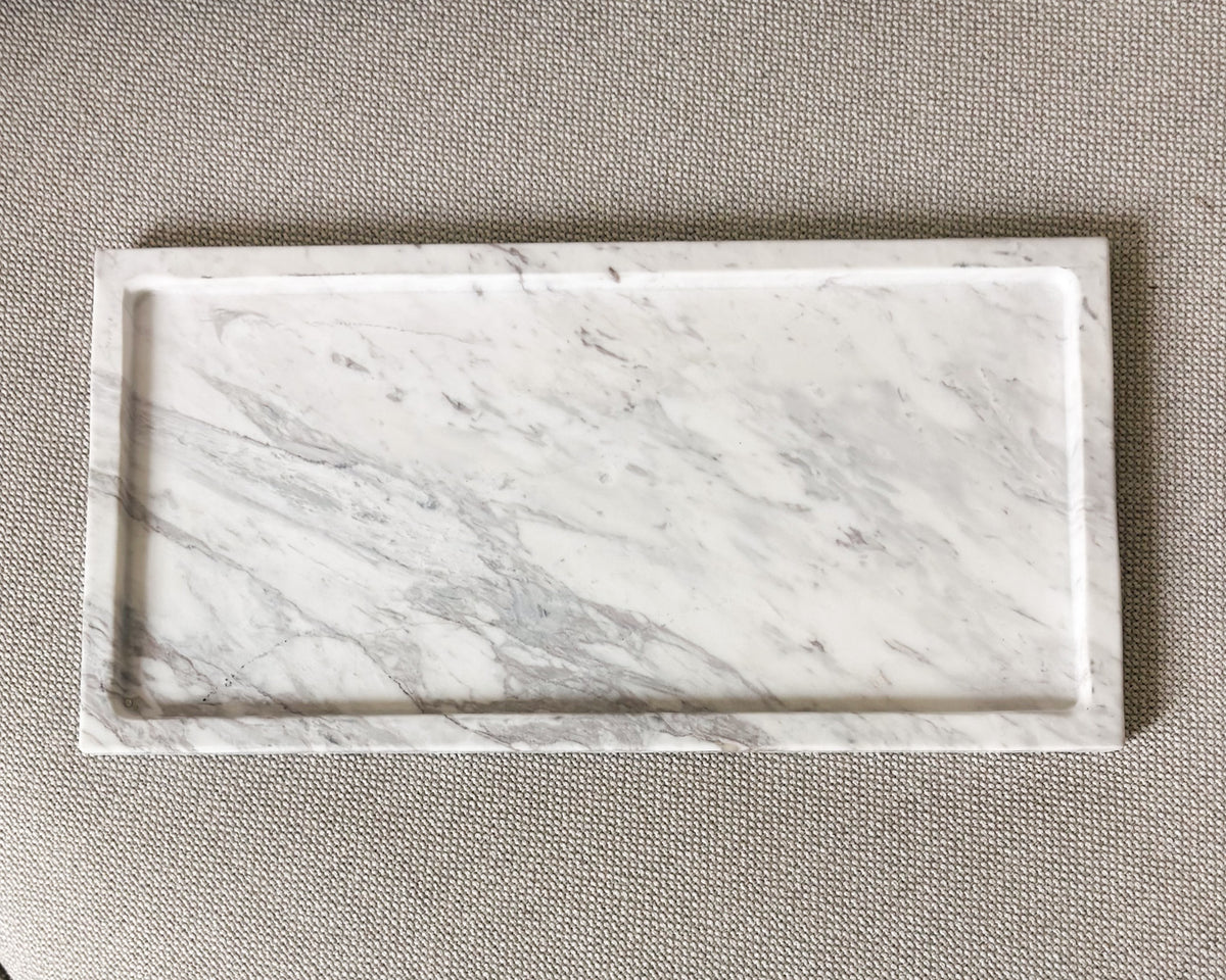 Large Volakas marble coffee table tray with subtle grey veining