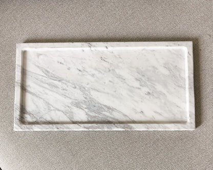 Large Volakas marble coffee table tray with subtle grey veining
