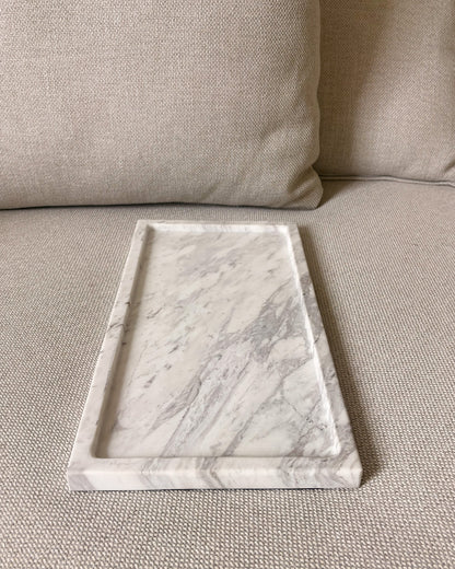 One-of-a-kind Volakas marble tray with unique natural veining