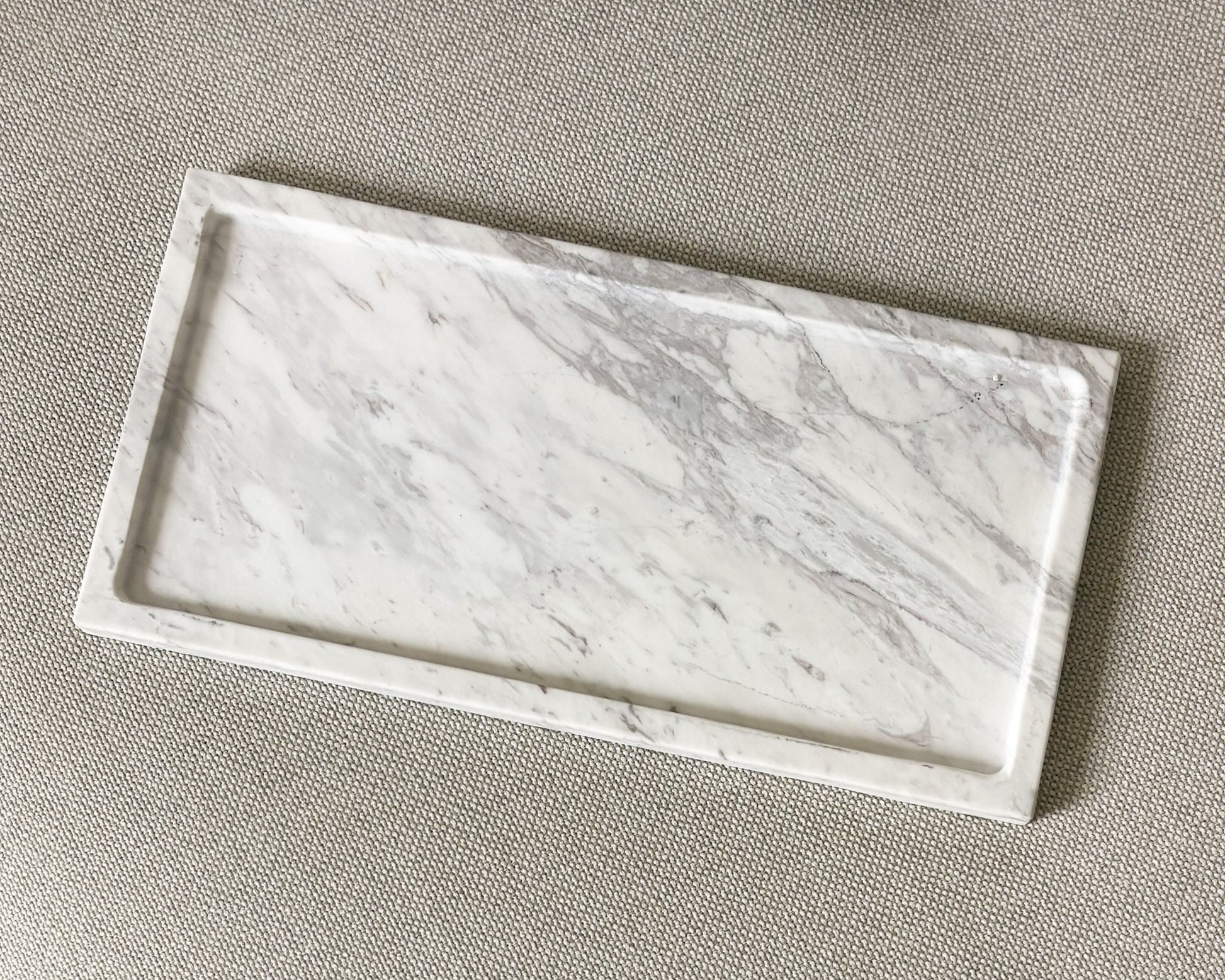 Large white marble decorative tray made from genuine Volakas marble