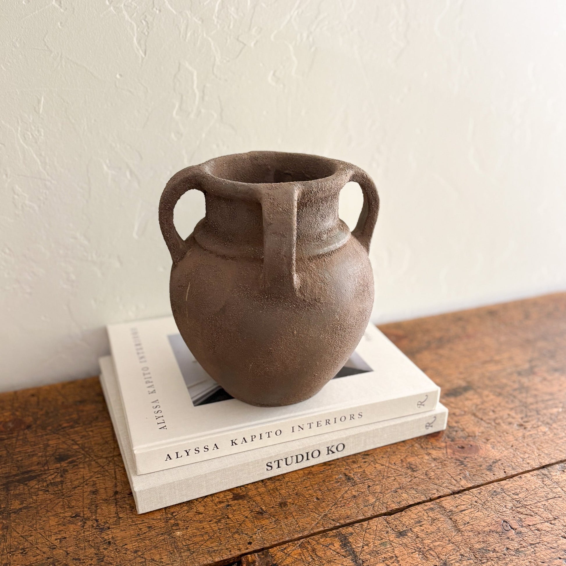 brown ceramic accent vase