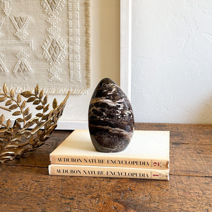 natural stone home accents, natural stone home decor, black and white opal statue