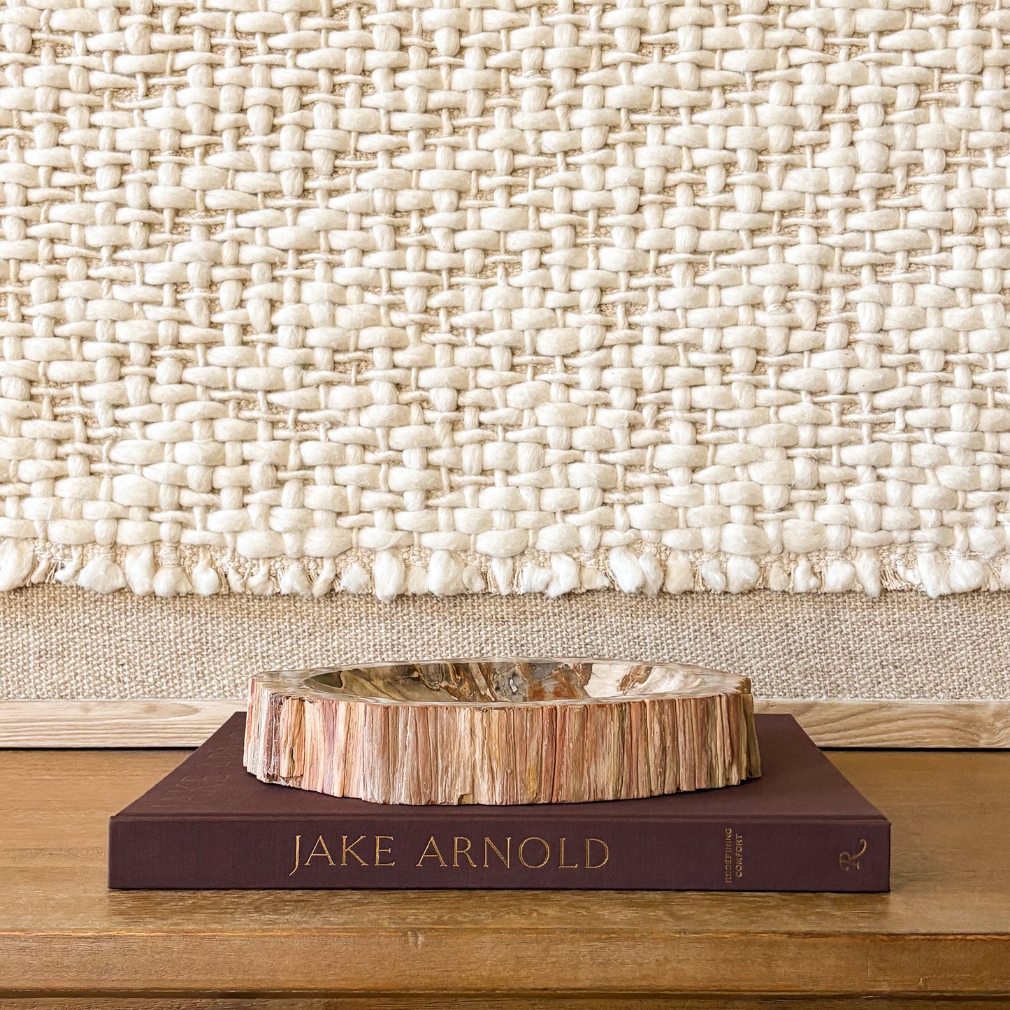 Natural petrified wood bowl from Madagascar with organic edge