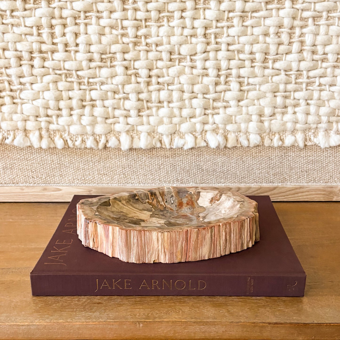 Madagascar petrified wood decorative bowl with natural stone texture