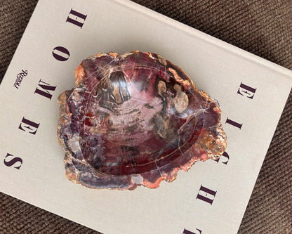 Hand carved Madagascar petrified wood bowl