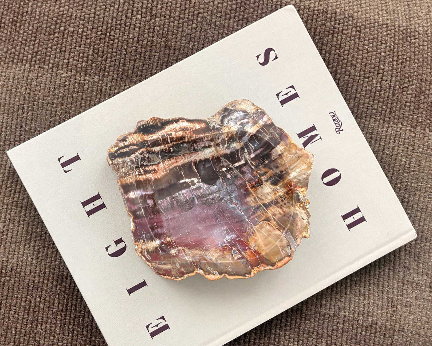 Hand carved Madagascar petrified wood bowl