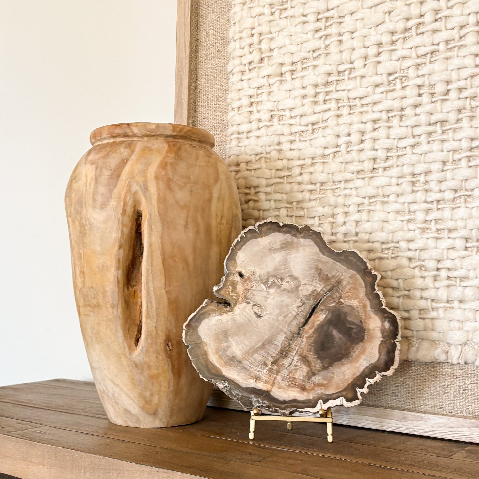 Decorative Madagascar petrified wood slab natural fossil wood stone decor