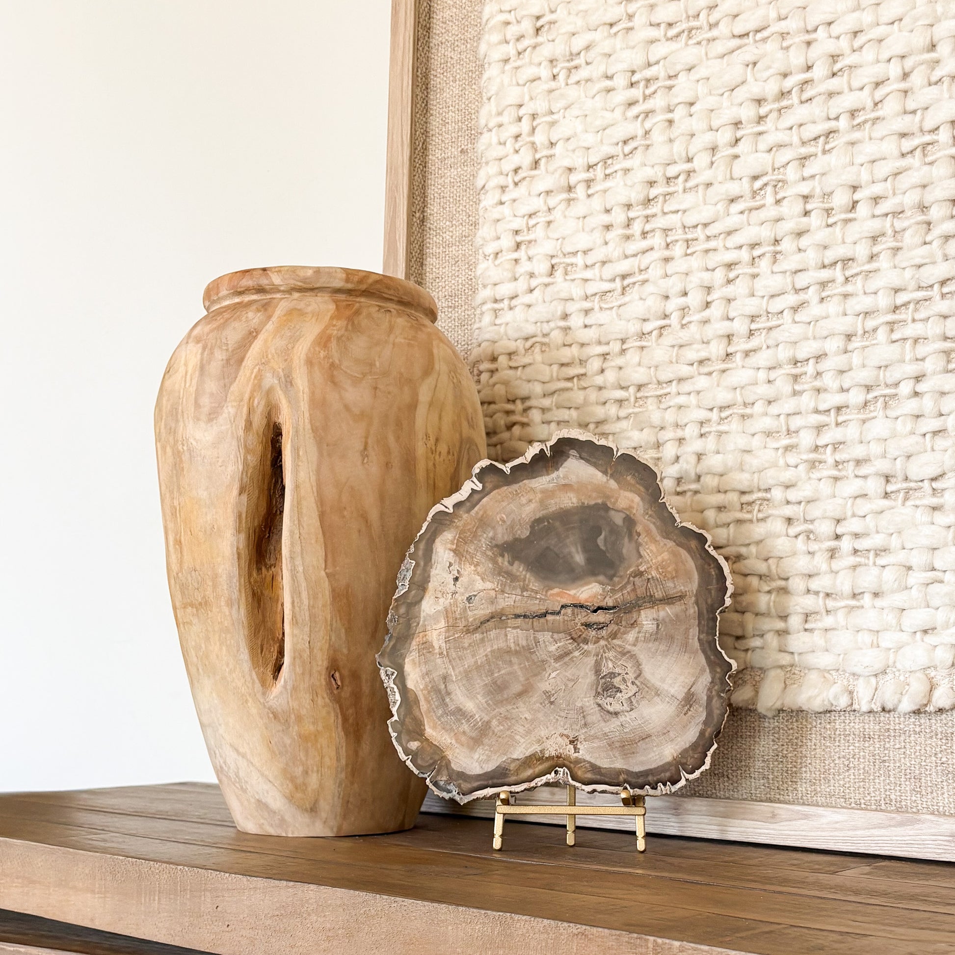 Decorative Madagascar petrified wood slab natural fossil wood stone decor