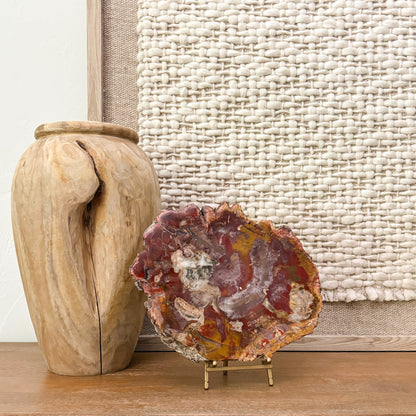Decorative Madagascar petrified wood slab with unique natural grain and mineral patterns