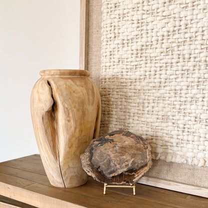 Madagascar petrified wood slab used as a natural stone décor accent in modern interior space