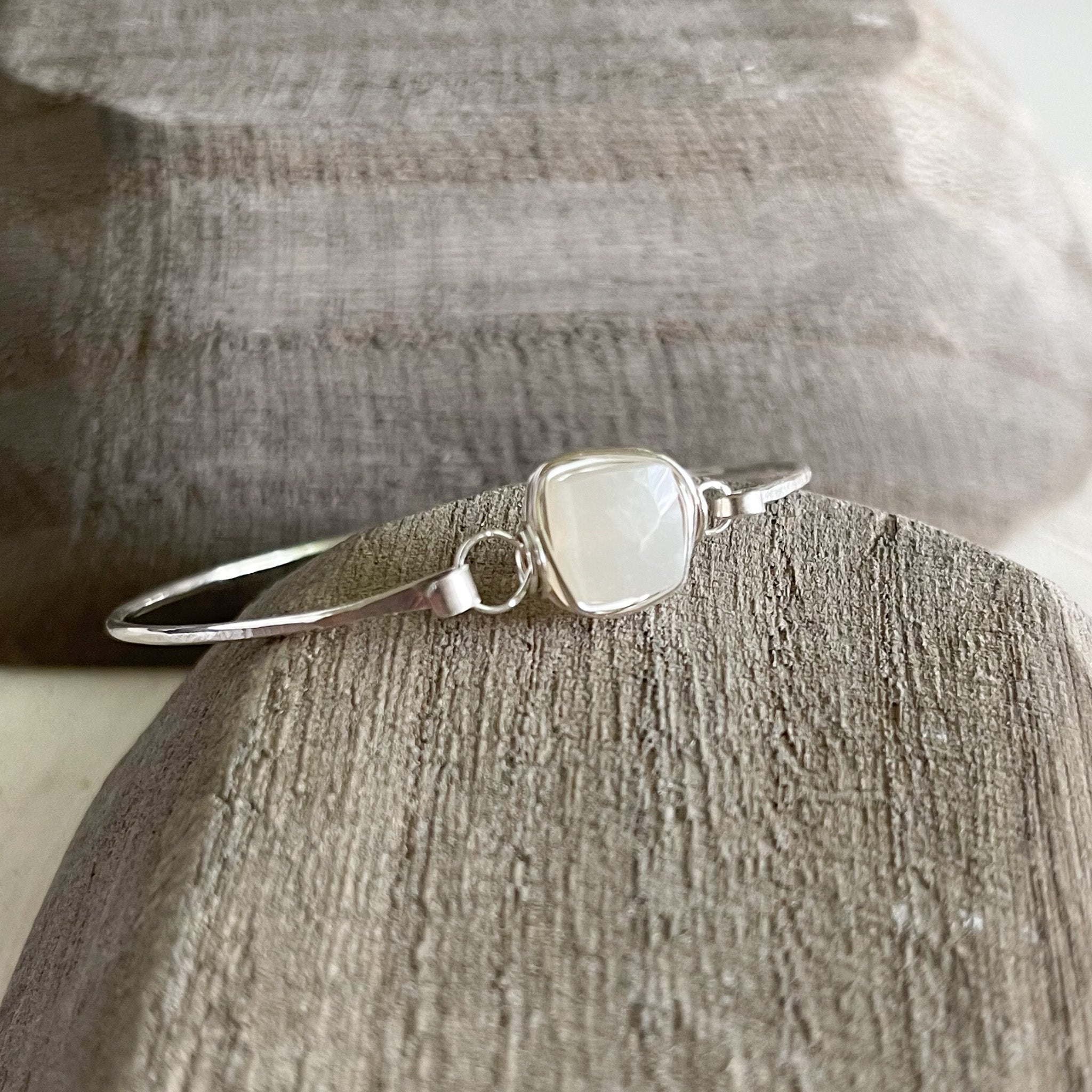 Moonstone Sterling Silver Crystal Bracelet, Minimalist Jewelry
