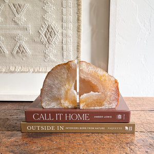 earth tone natural agate bookend pair, neutral home accents