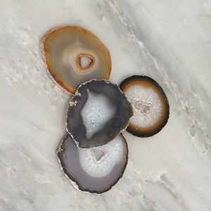 Open image in slideshow, neutral home accents, neutral agate geode coasters
