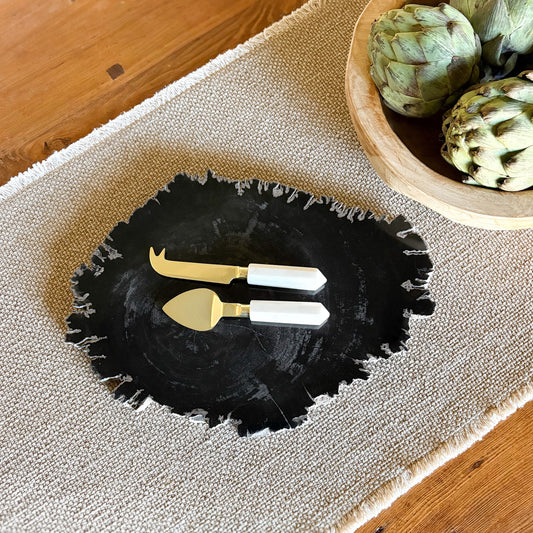 black petrified wood charcuterie board