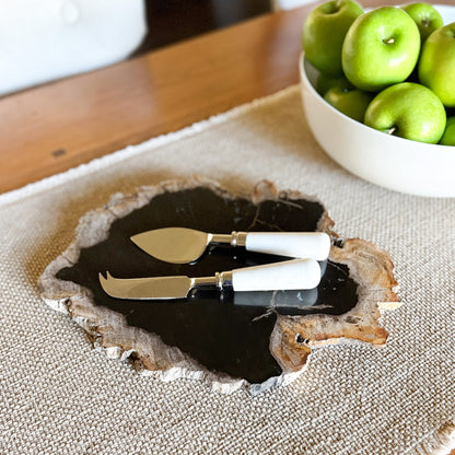 petrified wood serving tray