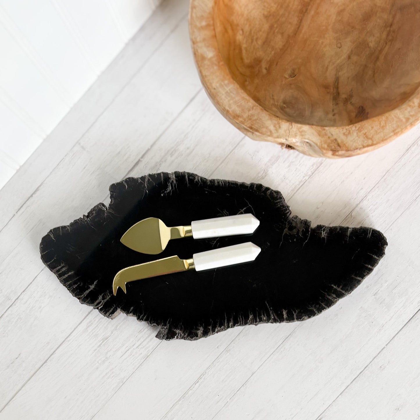 petrified wood serving tray