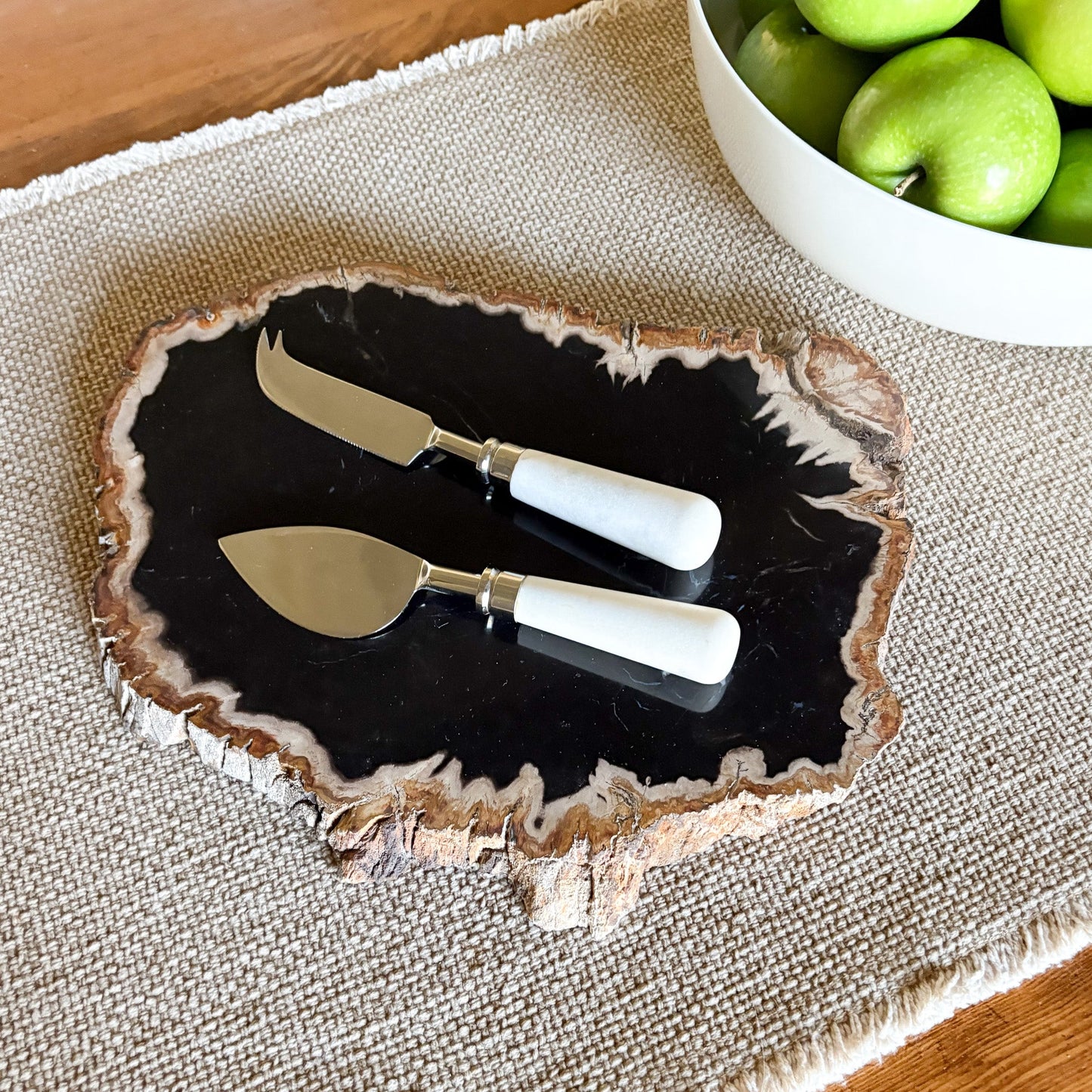 indonesian petrified wood cheese board