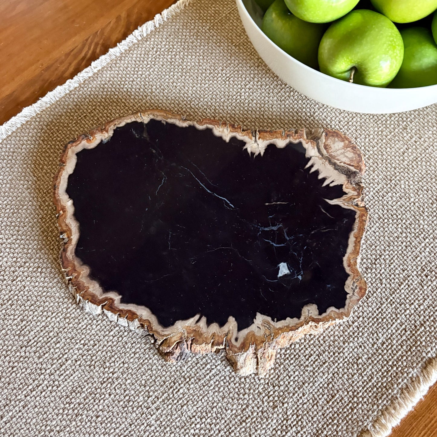 indonesian petrified wood serving tray