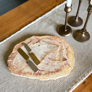 indonesian petrified wood harcuterie board, natural home accents