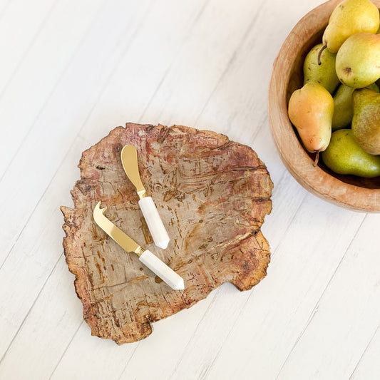 petrified wood serving tray