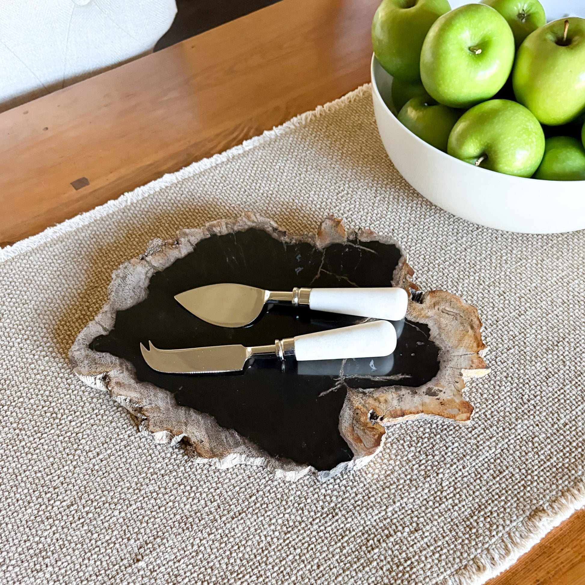 black petrified wood charcuterie board