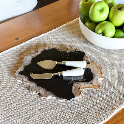 black petrified wood charcuterie board