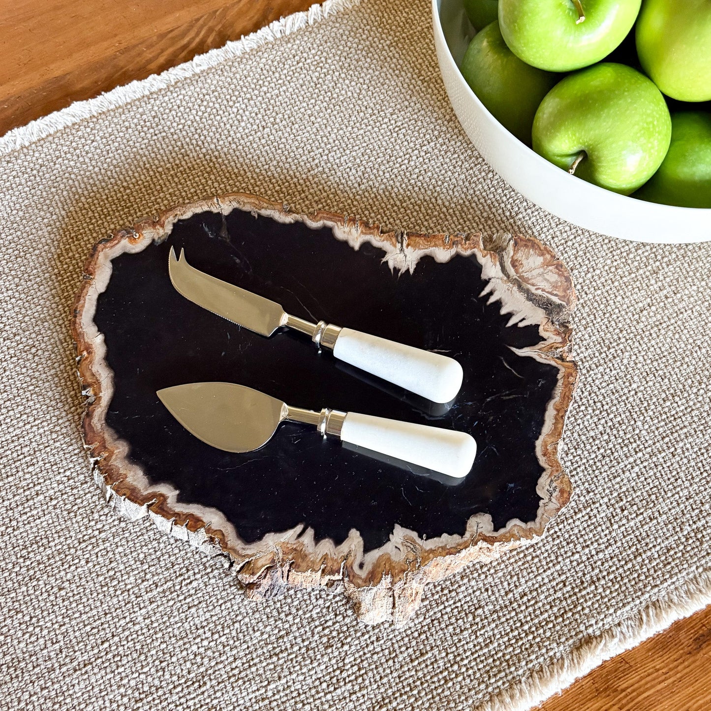 indonesian petrified wood serving platter