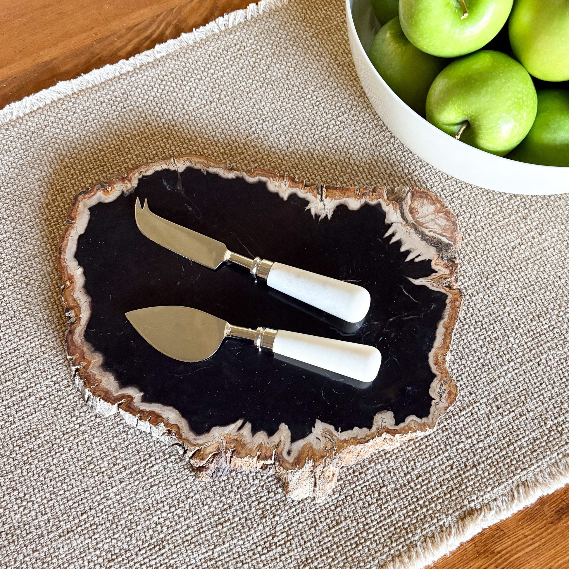 indonesian petrified wood serving platter