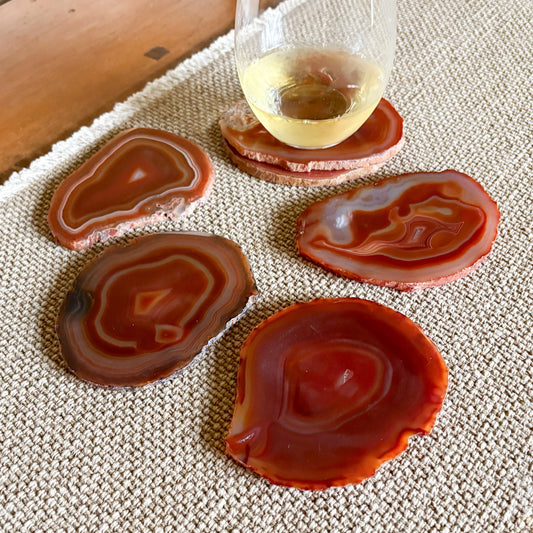 Natural Red Agate Coaster Set