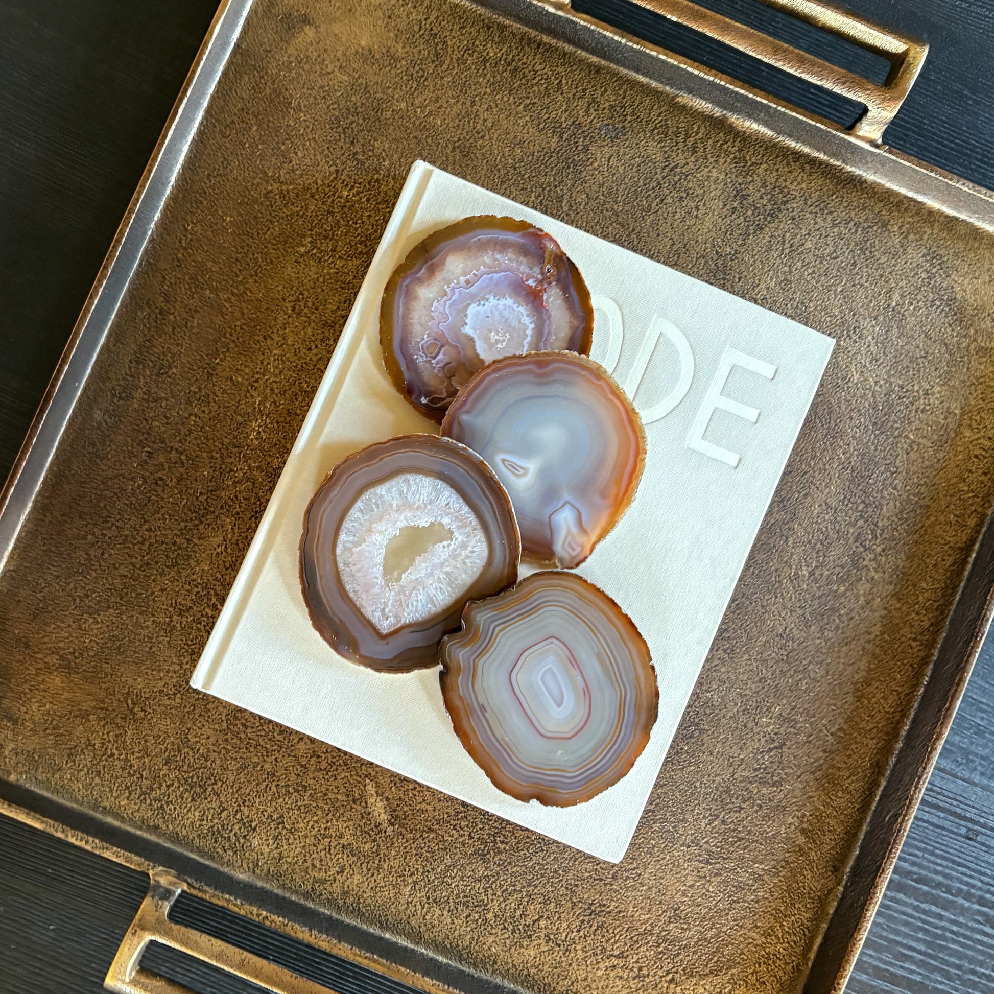 Natural agate coasters ready for housewarming gift