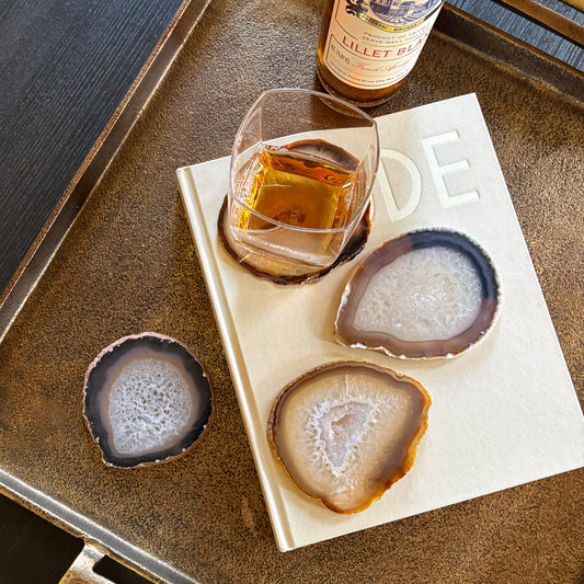 Handcrafted agate stone coasters set of 4 with unique patterns