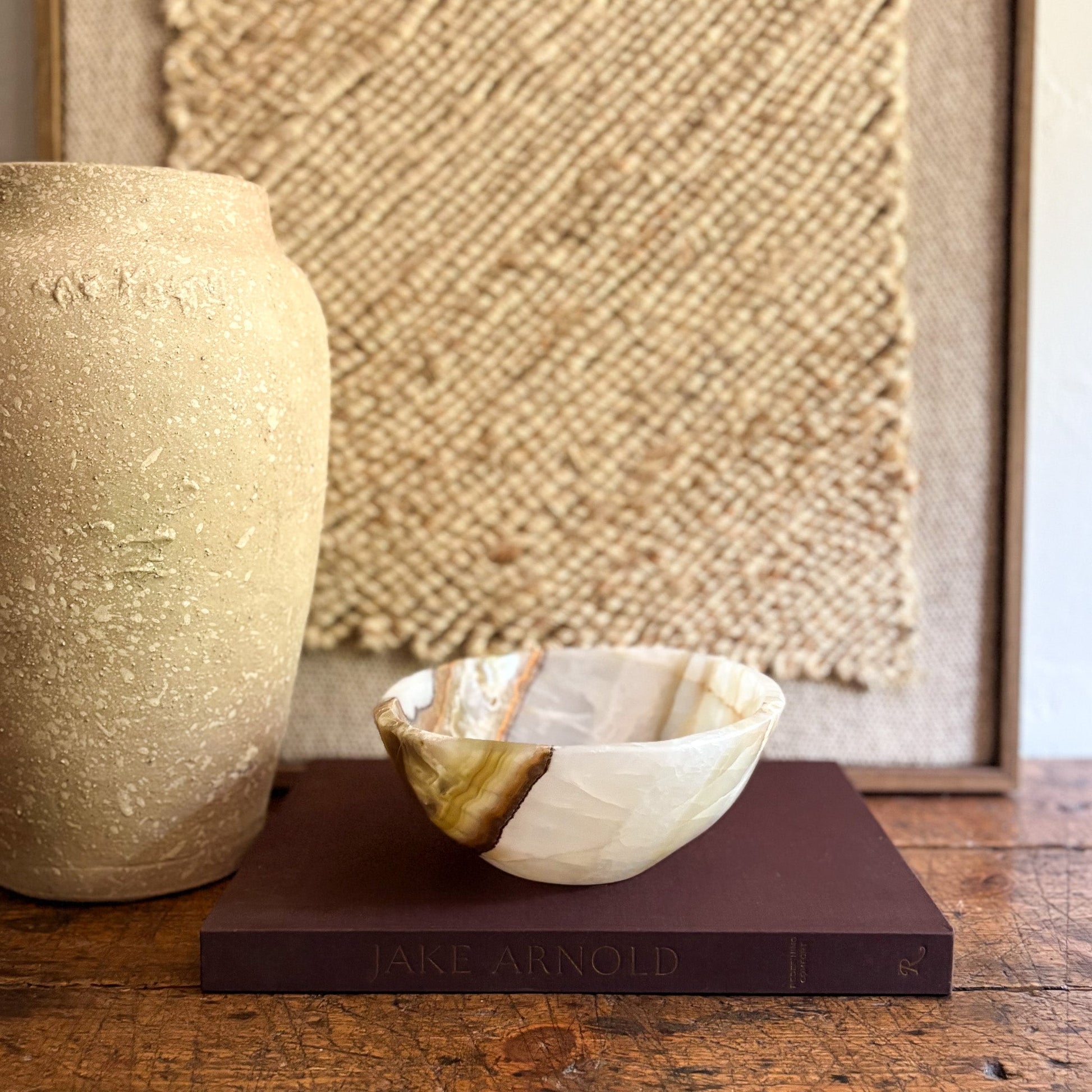earth tone onyx coffee table bowl
