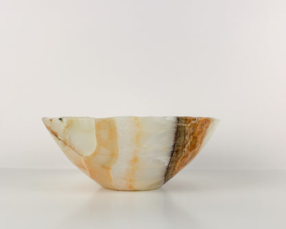 Luxury olive onyx bowl hand carved from natural stone