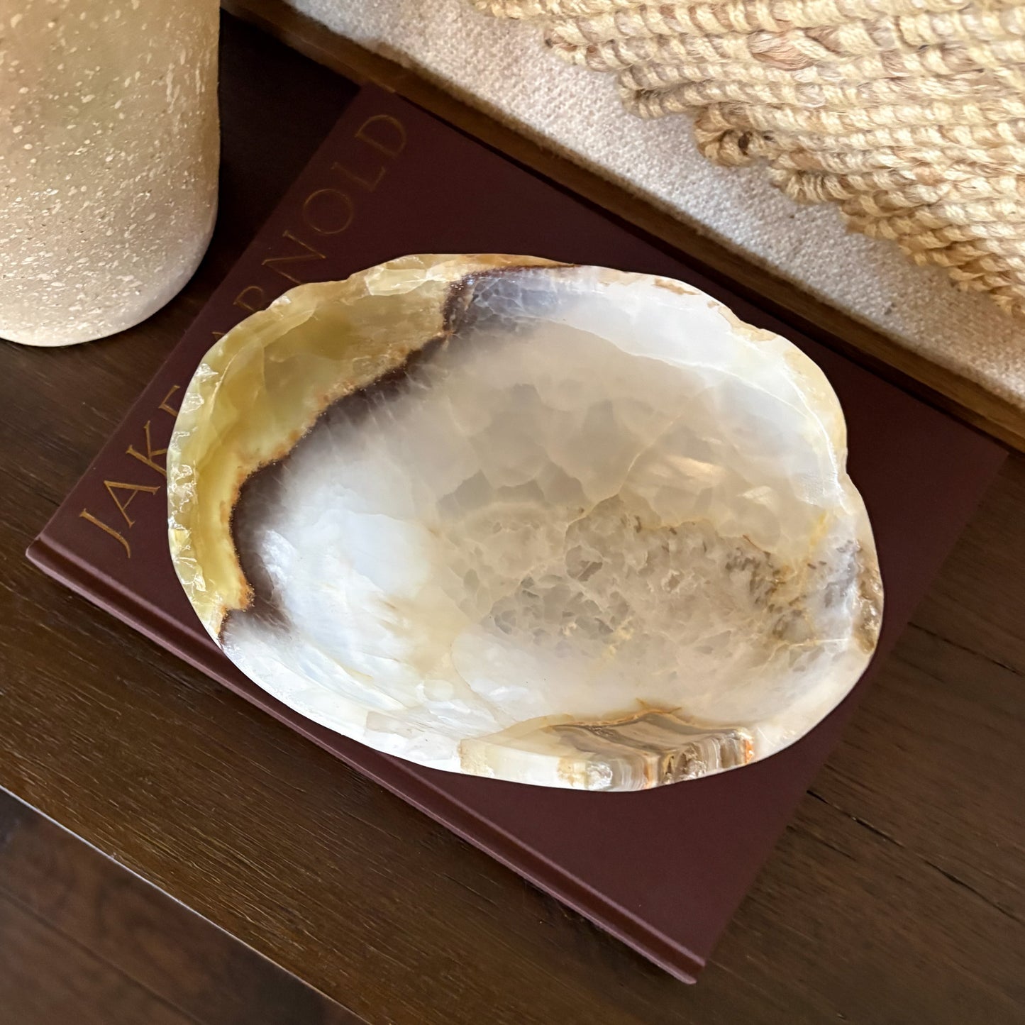 Natural olive onyx stone texture on hand carved bowl
