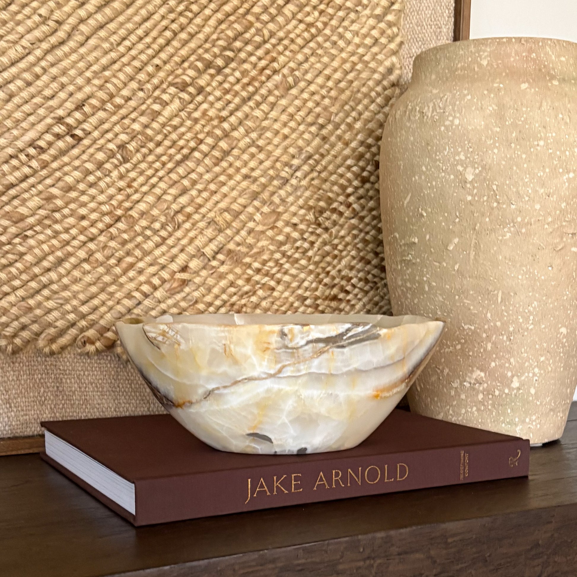 Hand carved olive onyx decorative bowl made from natural stone