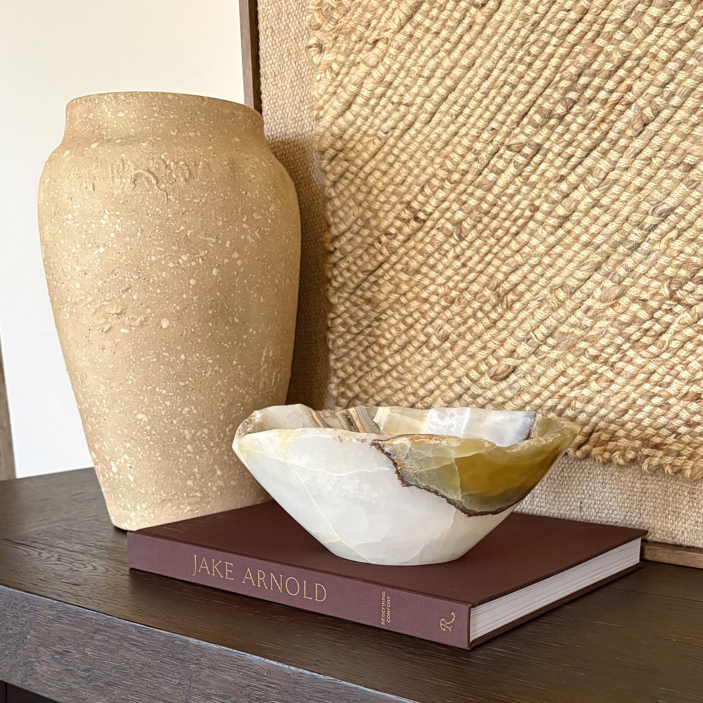 Hand carved olive onyx bowl with natural green stone veining, artisan decorative stone bowl