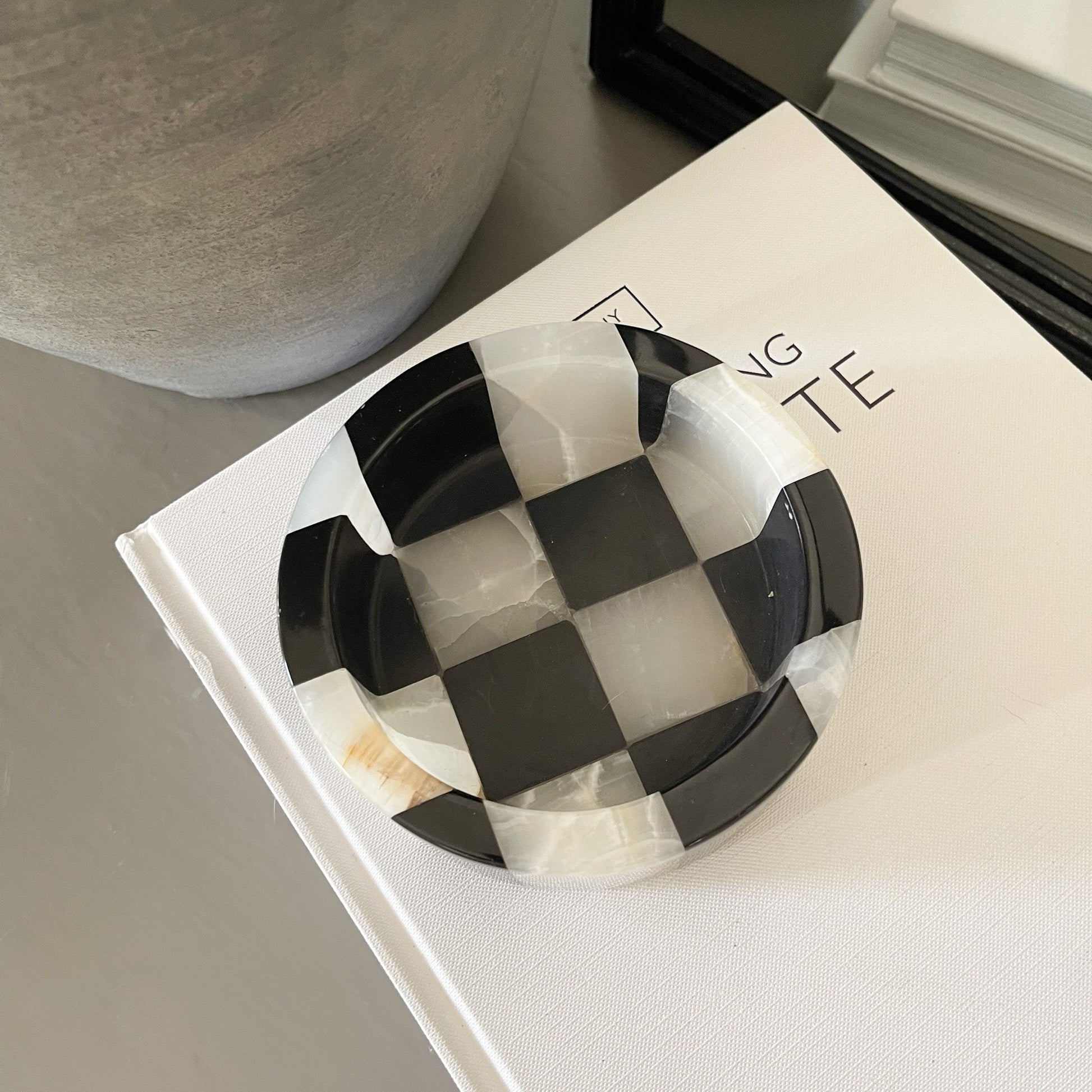 natural home accents, black and white onyx and marble trinket dish 