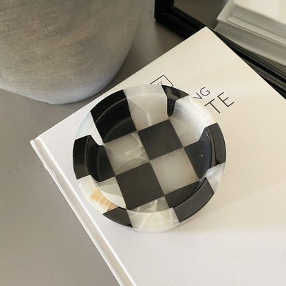 natural home accents, black and white onyx and marble trinket dish 