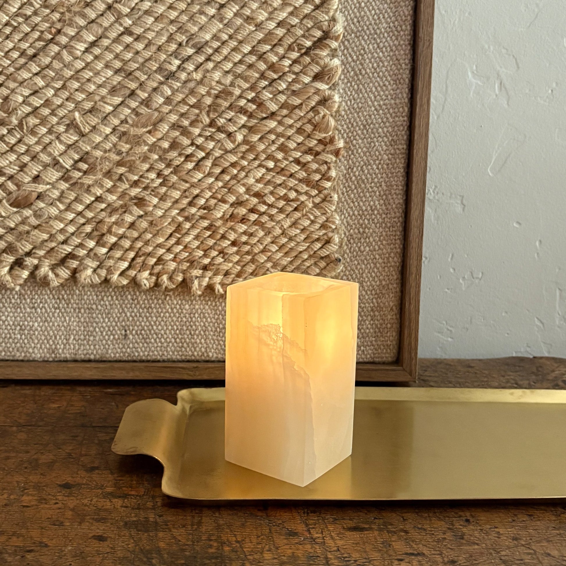 earth tone natural stone candle holder