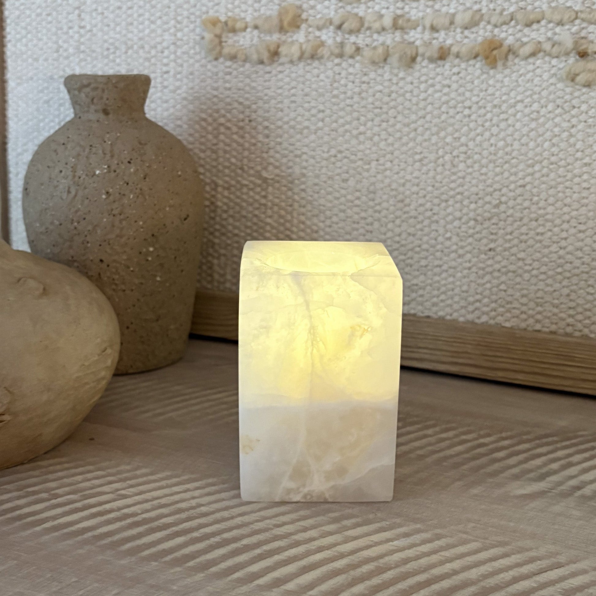mexican onyx stone candle holder