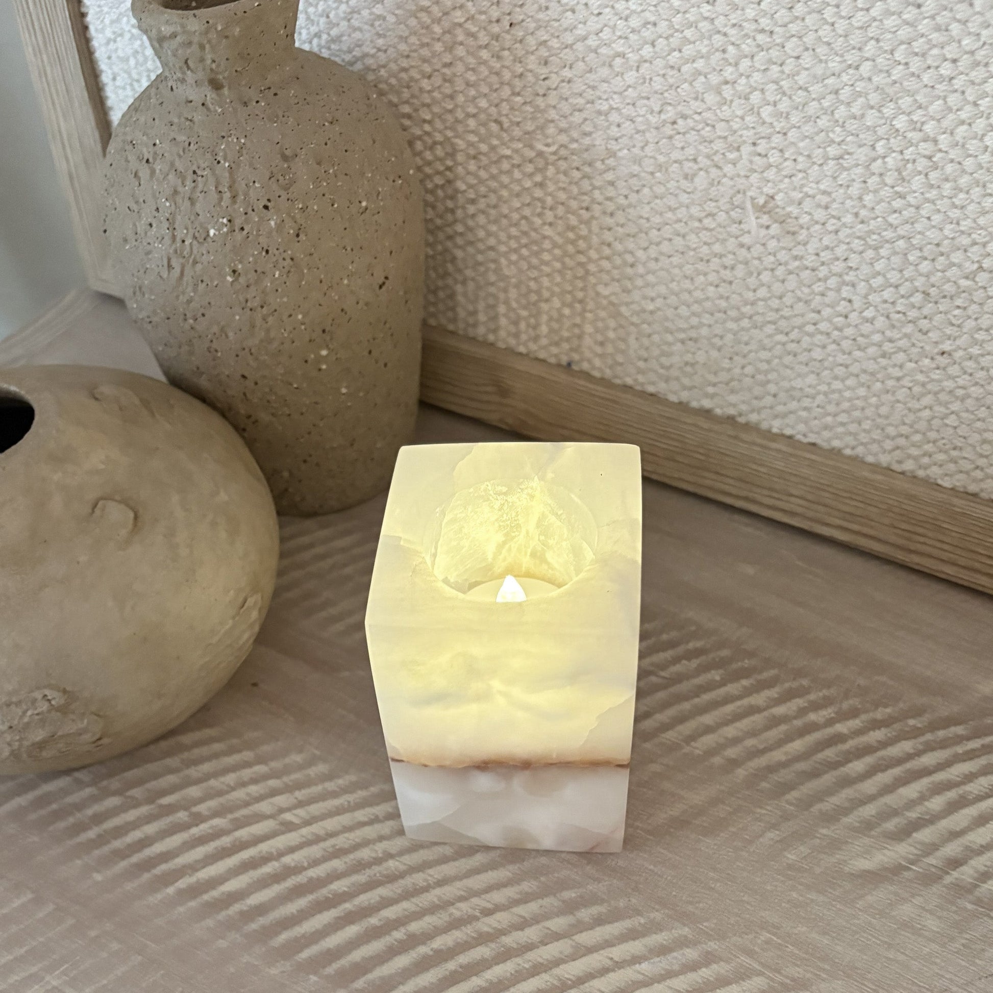 natural stone candle holder