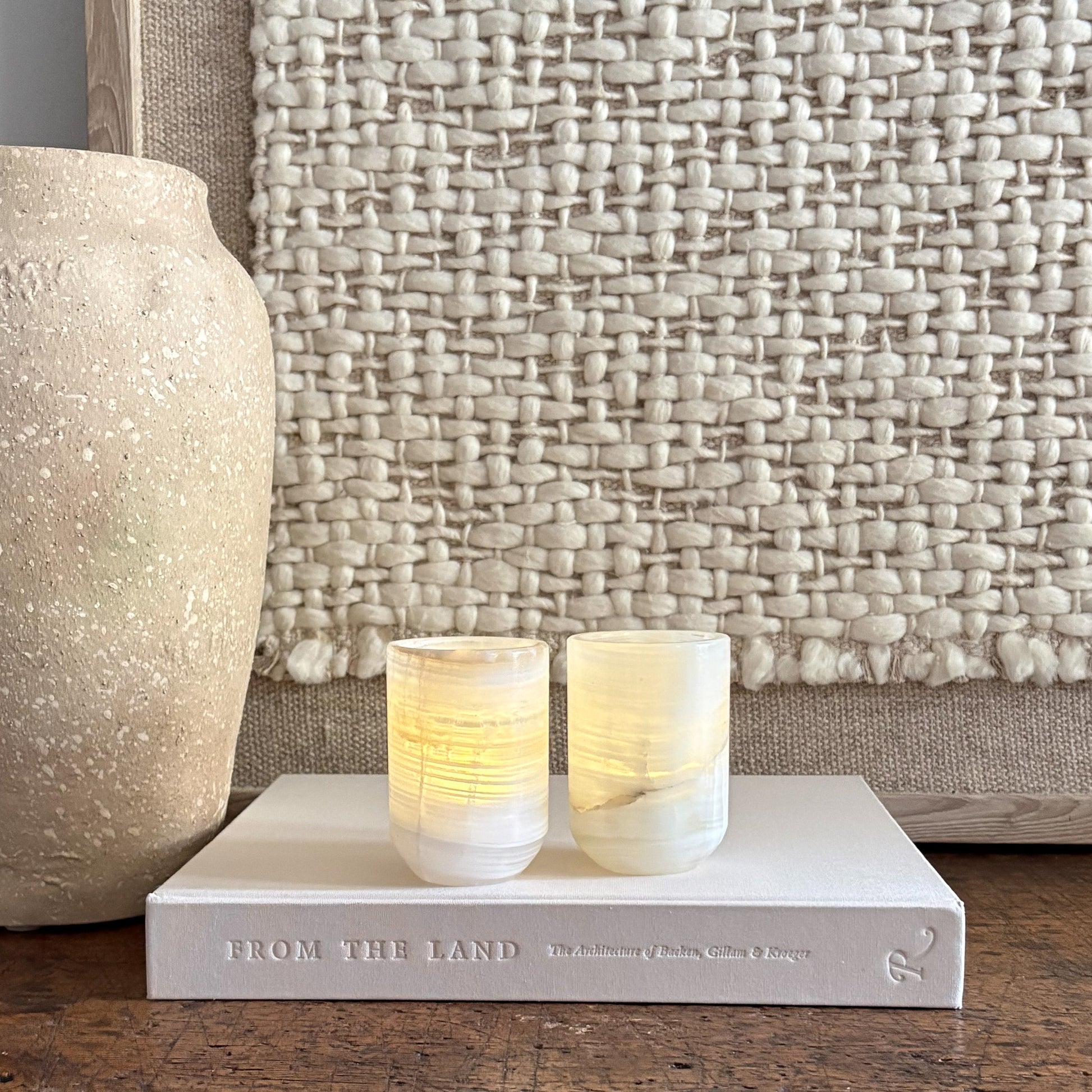 natural white onyx votive candle holders