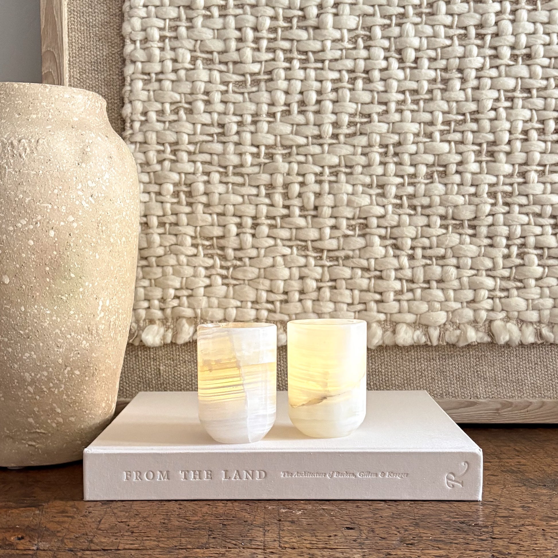 polished onyx stone votive candle holders