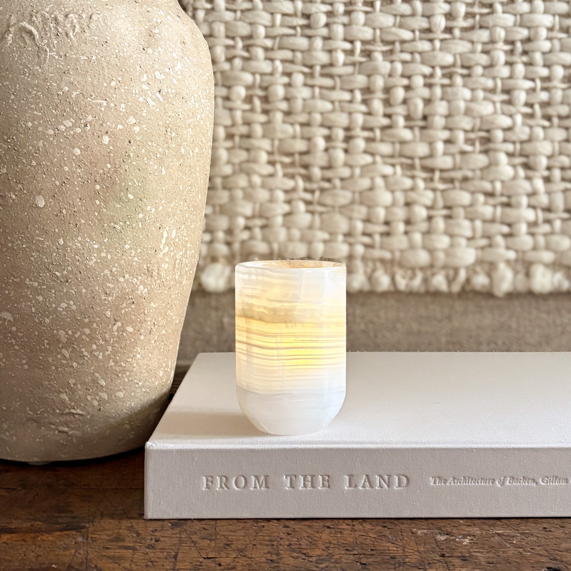 Minimalist onyx candle holder set