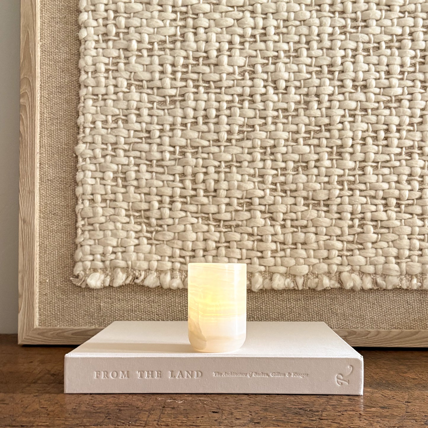 polished onyx candle holder