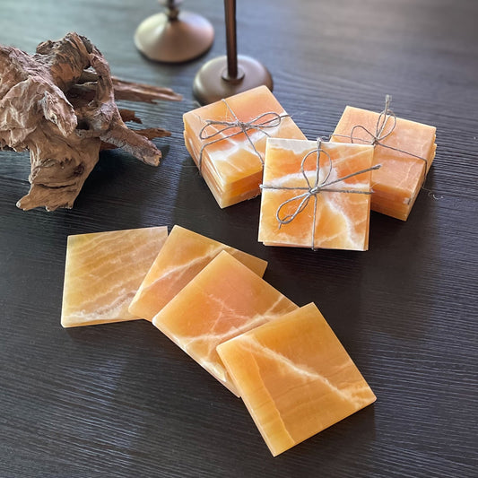 orange onyx coaster set