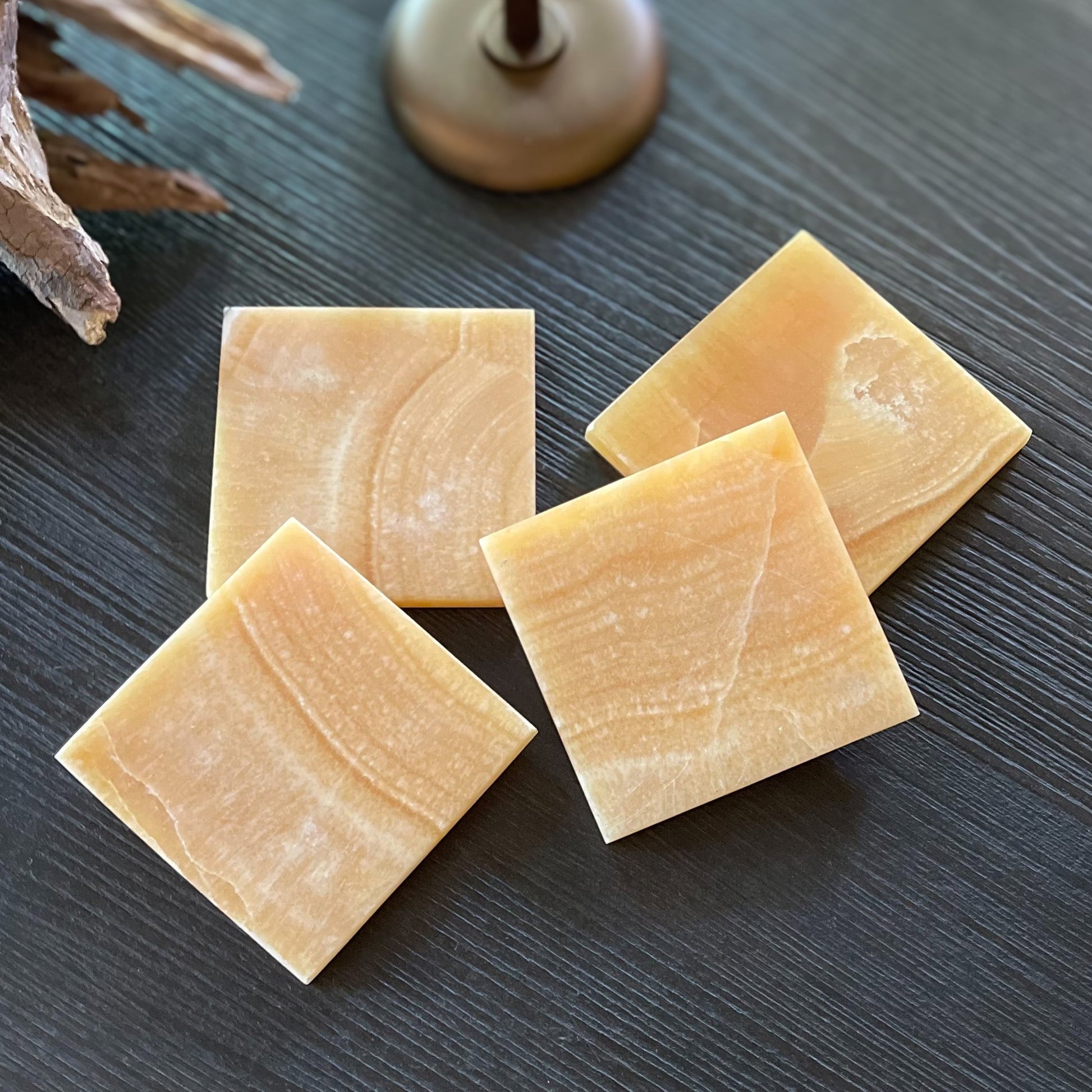 onyx coaster set, orange onyx