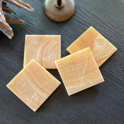 onyx coaster set, orange onyx